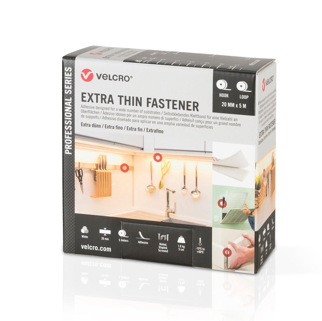 Extra Tunt Kardborreband Självhäftande Velcro® 20mm x 5m - Sanojtape SE