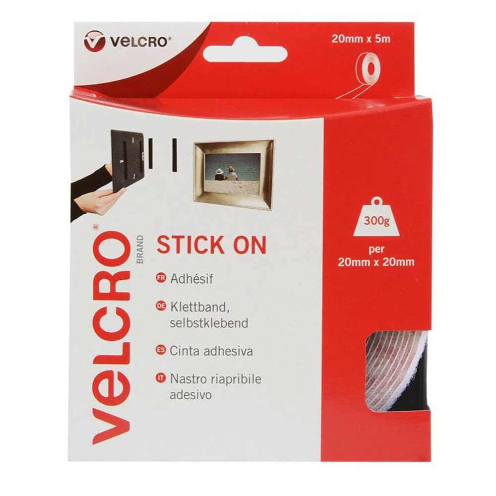 Kardborreband Självhäftande Stick-On® Velcro® 20mm x 5m - Sanojtape SE