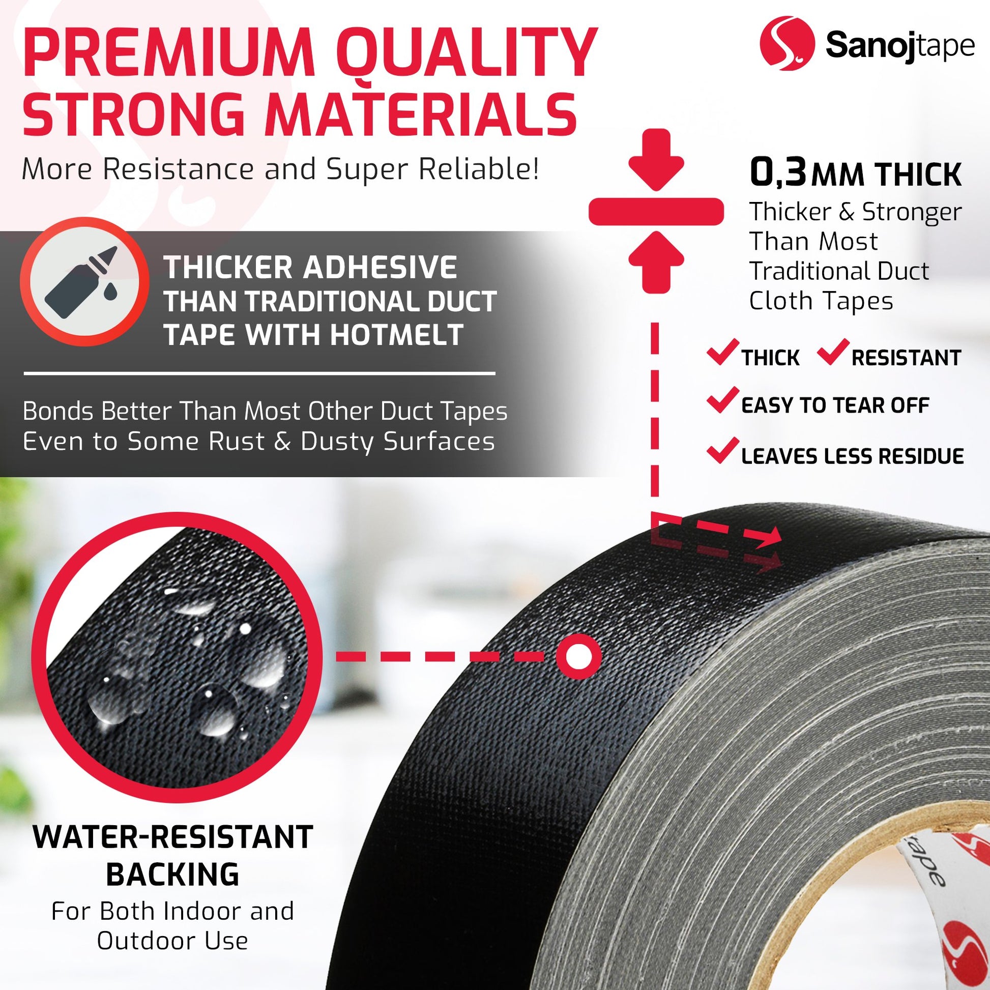 Silvertejp Extra Stark Premium Vävtejp 50mm - Sanojtape SE