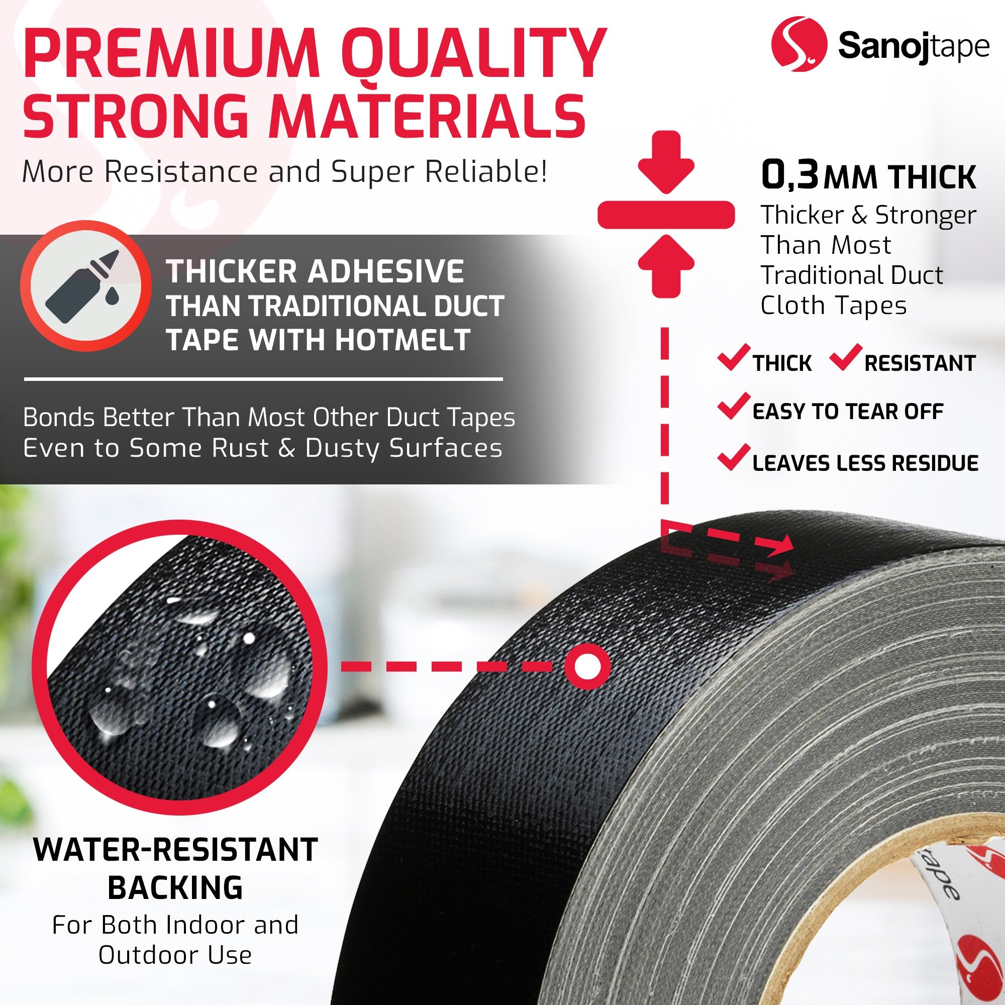 Silvertejp Extra Stark Premium Vävtejp 50mm - Sanojtape SE