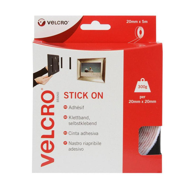 Kardborreband Självhäftande Stick-On® Velcro® 20mm x 5m - Sanojtape SE